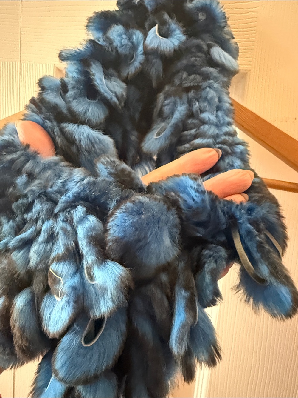 Blue Rabbit Fur Loop Scarf - Picture 2 of 2